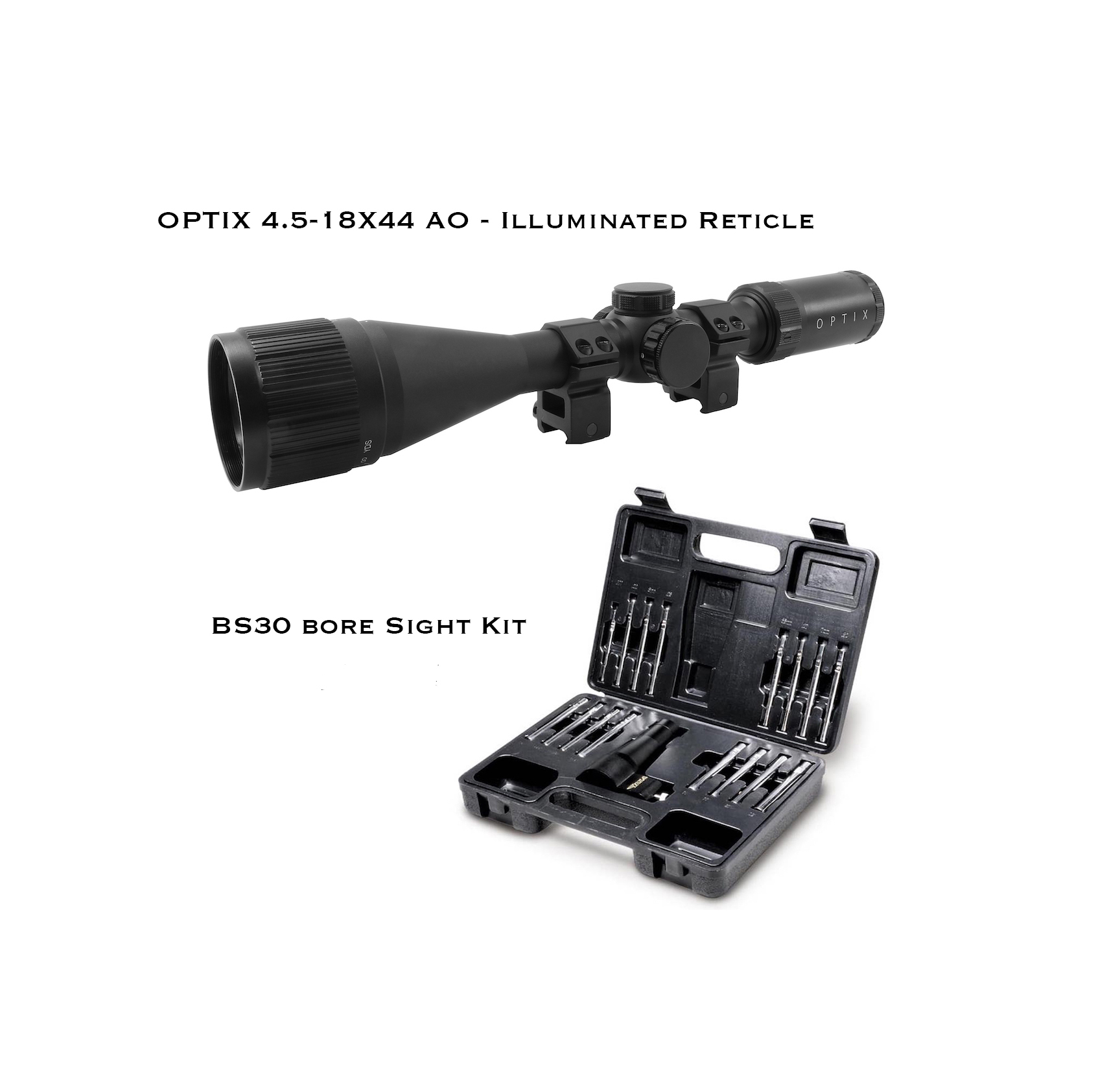 OPTIX 4.5-18x44 AO and BORE SIGHT KIT